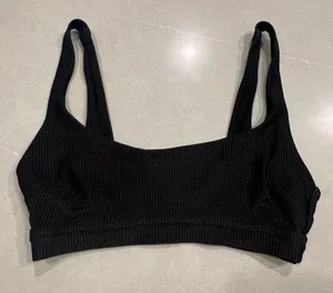 Aerie Black Ribbed Swimsuit Top thumbnail 1