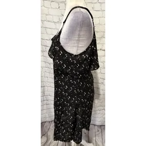 Lagaci Black Floral Frenzy Adjustable Strap Rayon Dress NWT Size XL thumbnail 3