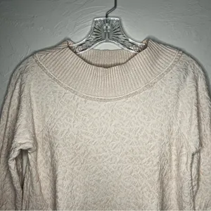Free People Broken Glass Textured Off-Shoulder‎ Cream Tunic Sweater thumbnail 3