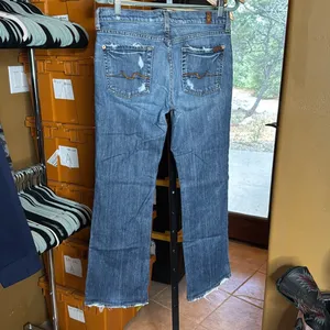 7 For All Mankind Bootcut Jeans Size 28 Distressed Low Rise Medium Wash Denim thumbnail 10