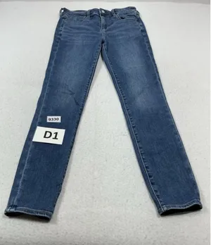 Womans Excellent American Eagle High Rise Jegging Stretch Blue Jeans Size 10 thumbnail 1