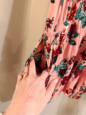 Ambiance Peach Floral Romper with pockets thumbnail 3