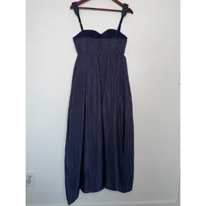 AMUR Bustier Corset Midi Dress Navy Taffeta Fit Flare Cocktail Small thumbnail 5