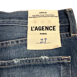 NEW L'Agence Adele Slim Straight Jeans Newberry Distressed Crop thumbnail 5