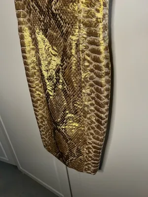 Vintage Y2K Tracy Reese Silk Gold Metallic Snakeskin Mini Party Dress thumbnail 6