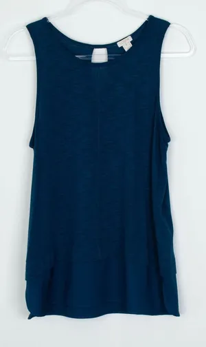 J. Crew Womens Drapey Tank Top‎ With Silky Hem Size M Blue Sleeveless Minimalist thumbnail 1