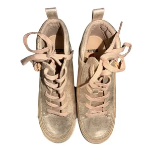 Billy Footwear Rose Gold Metallic Sneaker Lace Mid Top Wide Adaptive Shoes 8W thumbnail 5
