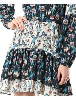 ELLIATT Emilia Long Sleeve Floral Sweetheart Neckline Mini‎ Dress Size Small thumbnail 3