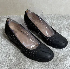Naturalizer Women’s Brina Laser-Cut Wedges Pump Shoes in Black 9M thumbnail 1