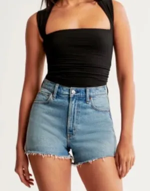 Abercrombie Black Ruched Tank Top thumbnail 1