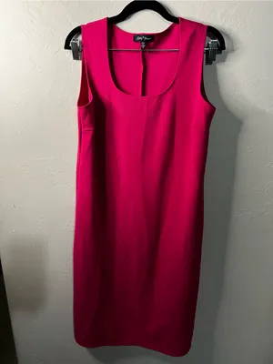 Slinky Brand Fuscia Pink Sleeveless MIDI Dress Casual Resort Summer thumbnail 2