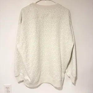 Lululemon Textured Jacquard Crewneck Pullover‎ Sweatshirt Bone White Size 8 thumbnail 3