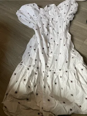 Zara White Maxi Dress with Maroon Floral Embroidery thumbnail 1