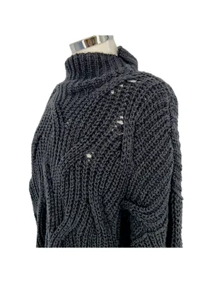 Free People Seasons Change Black Knit Cotton Sweater Size Small Edgy Minimalist thumbnail 4