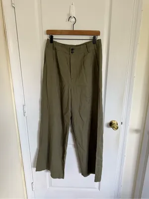 Madewell NEW The Harlow Wide-Leg Pant in Drapey Twill Faded Ivy thumbnail 7