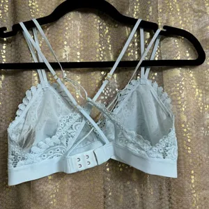 Aerie Light Blue Lace Triangle Strappy Back Bralette Small NWOT thumbnail 2