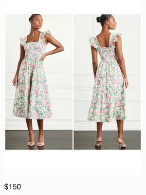 Hill House Home The Ellie Floral Nap Dress Pink Roses Poplin, XS thumbnail 4