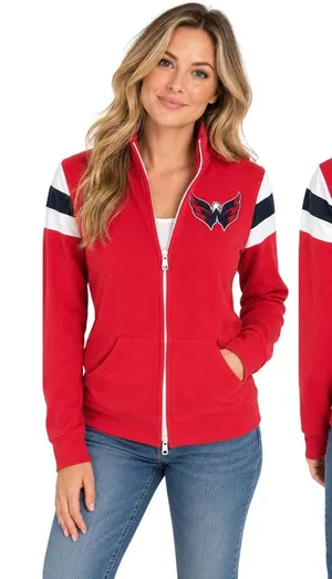 ’47 Brand Washington Capitals Women’s Full Zip Jacket Red Large NHL thumbnail 1