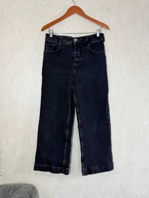 Pilcro Women’s The Skipper Cropped Jeans High Rise Wide Leg in Washed Black 28 thumbnail 2