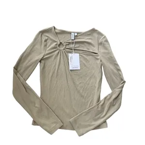 & Other Stories asymmetrical Cutout Detail Rib Top in Beige Size X-Small thumbnail 2