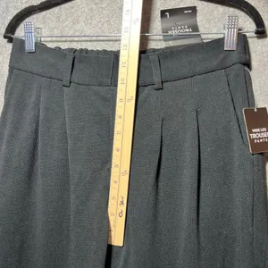 No Comment Black Wide Leg Trouser Pants Pleated Front Stretch NWT Size L thumbnail 6