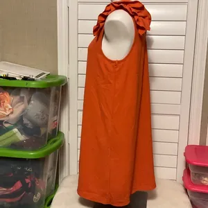 Entro Vibrant Orange Mini Dress with Ruffle Sleeves thumbnail 5