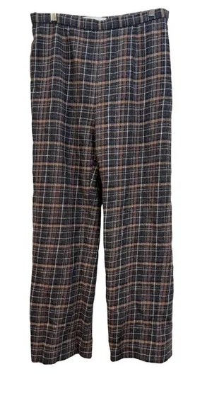 Office Siren, Preppy, Fall Tartan Plaid Wool Wide-Leg Pants 30" Waist thumbnail 1