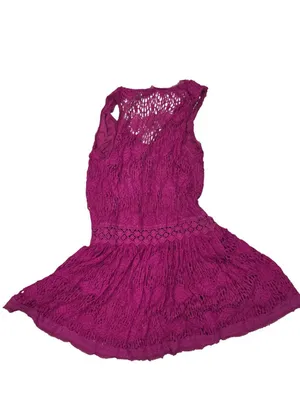 Free People Raspberry Lace Sleeveless Mini Dress Wrap Style Flowy Boho Sz Small thumbnail 3