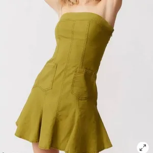 BDG Dress Women Small Olive Green Strapless Linen Blend Mini Fit & Flare‎ Tube thumbnail 2
