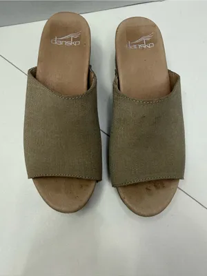 Dansko Maci Taupe Textured Leather Heeled Slide Sandals Size 36 thumbnail 5