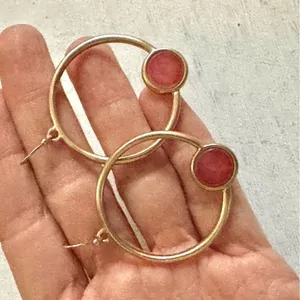 Chico’s Brooklyn gold tone and red earrings thumbnail 4