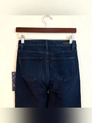 Paige Womens Jeans Denim Dark Wash Genevieve Modern High Rise Flare Size 27 thumbnail 4