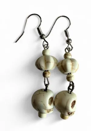 Handmade Off-White Skull Howlite Style Earrings 💀 thumbnail 1