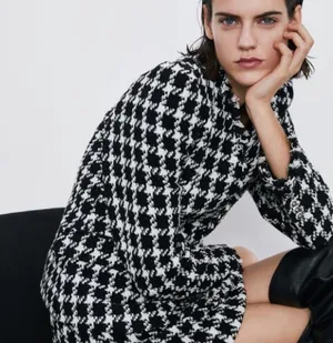 Zara TEXTURED TWEETED Houndstooth Blazer w/POCKETS BLACK/WHITE NEW thumbnail 10