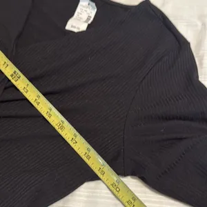 Maurices Charcoal Pinstripe‎ Long Sleeve Wrap V-Neck Ribbed Knit Dress Large NWT thumbnail 5