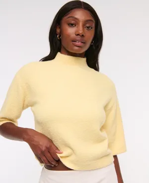 Abercrombie Yellow Mockneck Sweater Tee thumbnail 2
