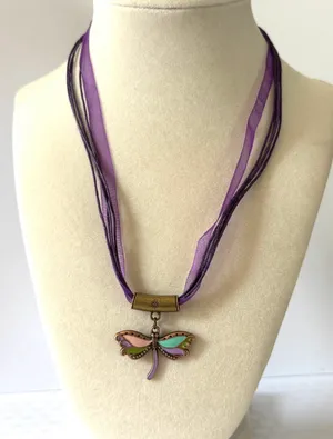 Dragonfly Necklace (733) Purple thumbnail 1