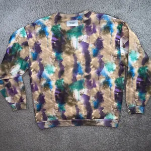 Boohoo Womens Abstract Tie Dye Tracksuit Set Cargo Sweatshirt Joggers Purple L thumbnail 3