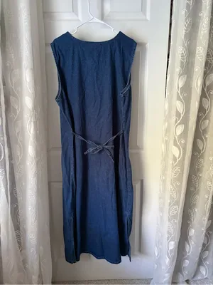 M. P. H. Vintage Denim Button-Front maxi Dress Floral Embroidery plus size 2X thumbnail 6