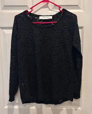 Zara Collection Black‎ Lace Long Sleeve Top Women's Size Large Sweatshirt Style thumbnail 1