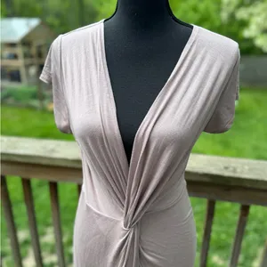 Rolla Coster taupe Ruched Midi Stretch Dress Large NWT thumbnail 2