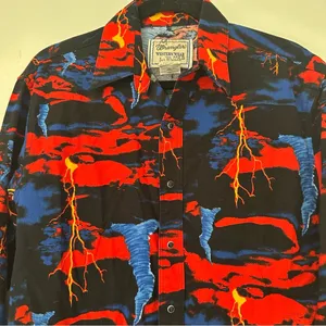 Wrangler Western Wear Vintage Storm Lightning Novelty Print Snap Front Shirt thumbnail 4