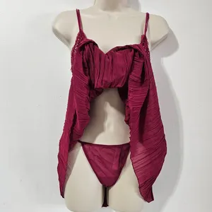 Victoria's Secret Pleated Embellished Babydoll - Claret Red - Size M - 11211557 thumbnail 9