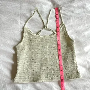 Free People Smocked Sage Green Crop Cami Top S Boho Stretch Strappy Back thumbnail 7