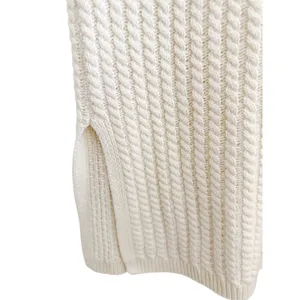 Massimo‎ Dutti ITALIAN YARN Designer Cream lightweight Knit Maxi Dress Luxury M thumbnail 7
