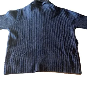 Roberto Collina Large Navy Rib Knit‎ Zip Up Sweater Removable Fur Collar Grandma thumbnail 2