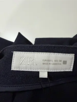 ZARA Navy Straight Leg Trouser Pant Pintuck Large Careerwear Business Casual thumbnail 4