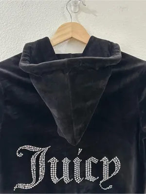 Juicy Couture Women's OG Big Bling Velour Hoodie‎ Black Size XS thumbnail 10