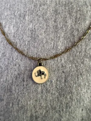 Gold Charm Elephant Disc Necklace - Women Jewelry thumbnail 2