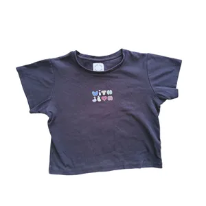 With Jean Y2K Graphic Baby Tee Crop Tshirt Medium Black Streetwear 90s Retro thumbnail 2